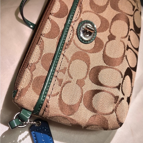 Signature Coach Wristlet with Green Accent Leather - Picture 5 of 8